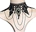 HL-S Elegant Crystal Princess Style Lace Fake Collar Necklace Chain For Women/Lady/Girl Cosplay Decoration Black