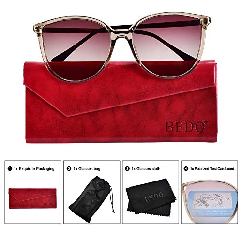 BEDO Fashion Oversized Cat Eye Sunglasses Vintage Eyewear for Driving Fishing 100% UV Protection