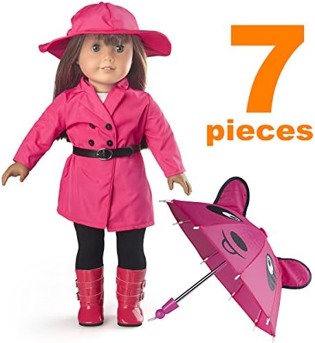 American Girl Doll Clothes, Yeshow Rain Coat Doll Clothes for 18" Dolls - Includes Rain Jacket, Umbrella, Boots, Hat, Belt, Pants, and Shirt, Sets for 18 inch Dolls Toys ( Handmad )