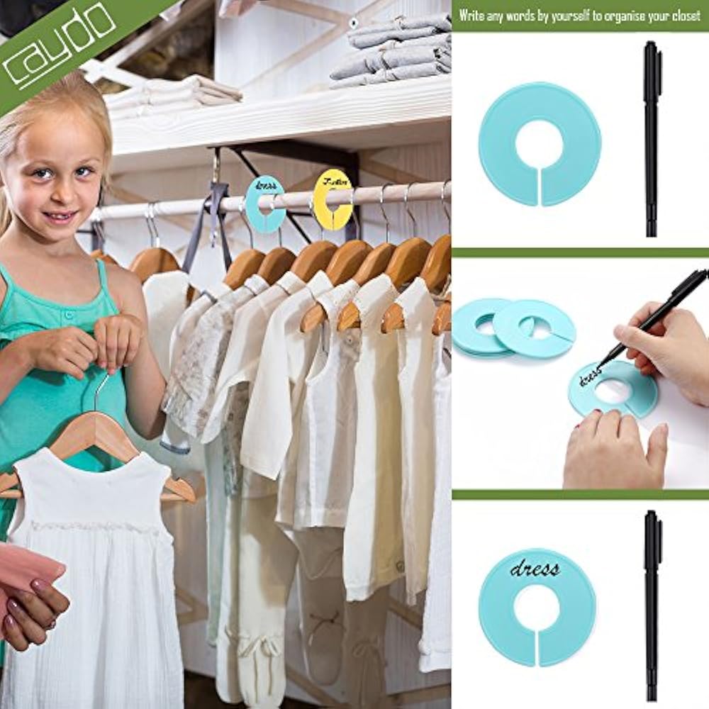 24 Pieces 8 Colors Clothing Size Dividers Round Hangers Closet Marker