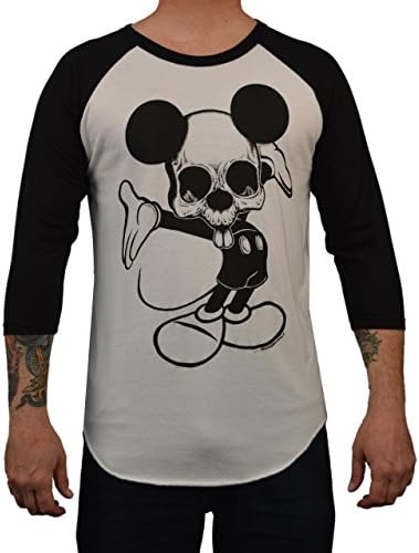 Men's Ta Da - Josh Stebbins Baseball White Black Dead Mickey Mouse Skull T-Shirt