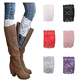 Bestjybt Womens Stretch Lace Boot Leg Cuffs Soft Laced Boot Socks