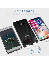 Pisen 20000 mAh cargador portátil, USB C & entrada Micro USB banco de la energía, 2 salida USB cargador rápido para iphone, ipad, Samsung Galaxy Y Más, Negro