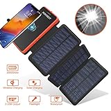 POWOBEST 20000mAh Portable Waterproof Camping Gear Wireless Solar Phone Charger,Solar Battery Pack,Outdoor Power Bank with Led Light Flashlight,Solar Charger，Solar Power Bank