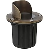 Lightkiwi N3068 In-Ground Well Light w/Angle Shield for 12 Volt Low Voltage Brass Landscape Lighting (Light Bulb Not Included)