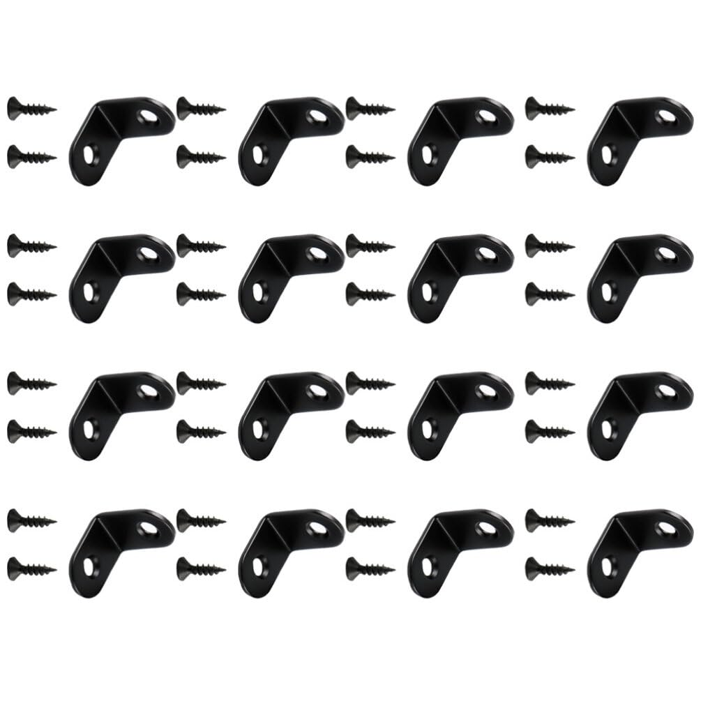Alipis 48pcs Stainless Steel Corner Bracket Shaped Angle Brace for Furniture Laminate Support Screws