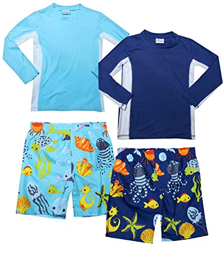 Sweet & Soft Baby Boys 4-Piece Rash Guard and Trunk Swimsuit Set (Infant/Toddler) (Solid, 18 Months)\'' - Thumbnail 6