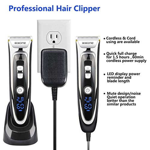 OOCOME Professional Hair Clippers Kit for Men Cordless Hair Clippers for Kids Rechargeable Hair Trimmer Cutting Kit Hair Removal Tool LED Display Hair Shaver Grooming Kit Barber Clippers Salon Razor - Thumbnail 2