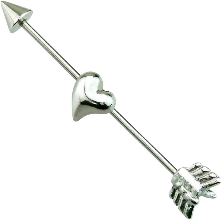 Dynamique Cupid's Arrow & Heart 35mm 316L Surgical Steel Industrial Barbell