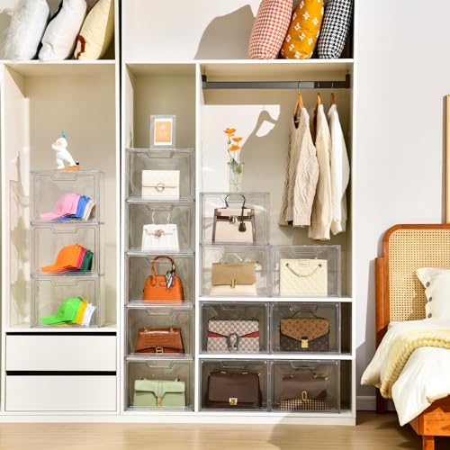 Purse Organizer for Closet,Clear Acrylic Display Case for Handbag  Organizer, Purse Storage Box with Magnetic D