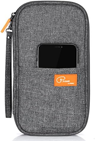 Travel Passport Wallet, Waterproof Family Passport Holder RFID Blocking Document Organizer Case with Hand Strap (Grey)