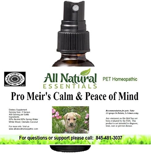 Pro Meir's Calm &amp; Peace of Mind 1oz Pet Homeopathic Remedy, Natural Calm, Stress Support &amp; Relief, Relaxes Mind, Mood Lift, Anxiety relief, Focus, ease pet fear, calms Nervous System, calm now, kosher