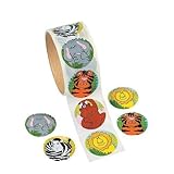 Fun Express Zoo Animal Sticker Roll Novelty (2-Pack of 100)