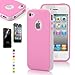 Pandamimi Dexule Rose Red White Fashion Sweety Girls TPU , PC 2-Piece Style Hard Case Cover for iPhone 4 4S with Screen Protector