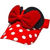D.O.T Mouse Ear Hat Baby Toddler Girls Sun Visor Hat Adjustable Polka Dots Empty Top Baseball Cap with Bow for Kids Ages 1-5