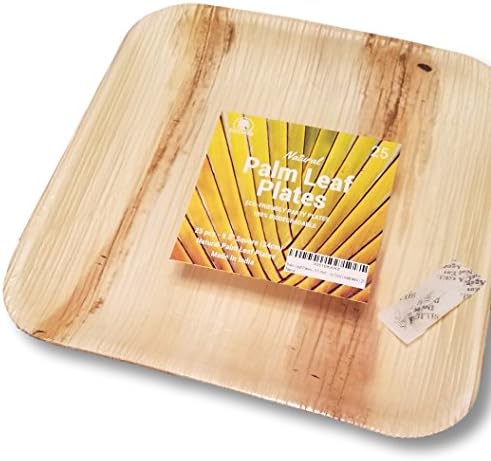 Palm Leaf Plates | 9.5 Inch Square | Perfect Disposable Wedding and Party Plates | All Natural 100% Biodegradable and Compostable | Eco Friendly | Heavy Duty Leafplates | 25 Count