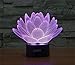 Elstey® Blooming Lotus 3D Model Visual Optical Illusion 7 Color Change Touch Switch Nightlight LED Desk Lamp