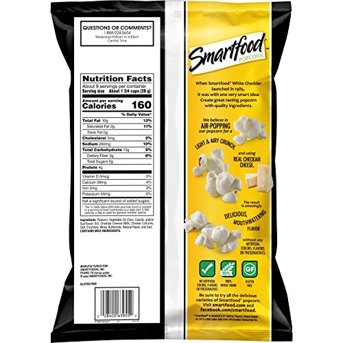 Smartfood White Cheddar Flavored Popcorn, 8.5 Ounce