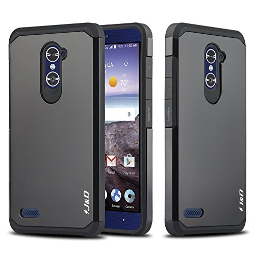 ZTE Grand X MAX 2 Case, ZTE Zmax Pro Case, J&D [Heavy Duty Protection] [Full Body] Hybrid Shock Proof Protective Rugged Case for ZTE Grand X MAX 2, ZTE Zmax Pro - Black