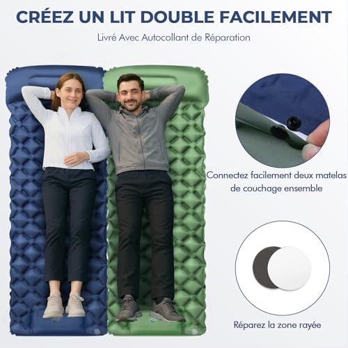 Matelas de Camping, Tapis de Camp Gonflable 195cm*60cm