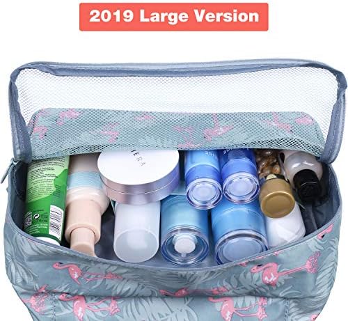 Large Hanging Travel Toiletry Bag Cosmetic Makeup Organizer for Women and Girls Waterproof (A-Flamingo Large) 4 Large Hanging Travel Toiletry Bag Cosmetic Makeup Organizer for Women and Girls Waterproof (A-Flamingo Large)