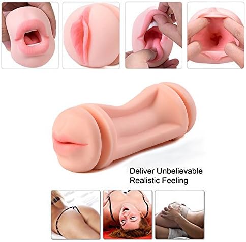 Zhongchen Vagina Masturber Cup and Mouth Throat Masturbator with Tongue 3D Realistic Oral Blow Job Masturbation Cup Pussy Stroker Pocket Pussy Sex Toys Adult Toy for Men