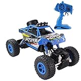fisca RC Car Remote Control Rock Crawler High Speed 4WD Off-Road Vehicle, 2.4Ghz 1:18 Dune Buggy Monster Truck Electric Hobby Fast Race Car with Rechargeable Battery Blue