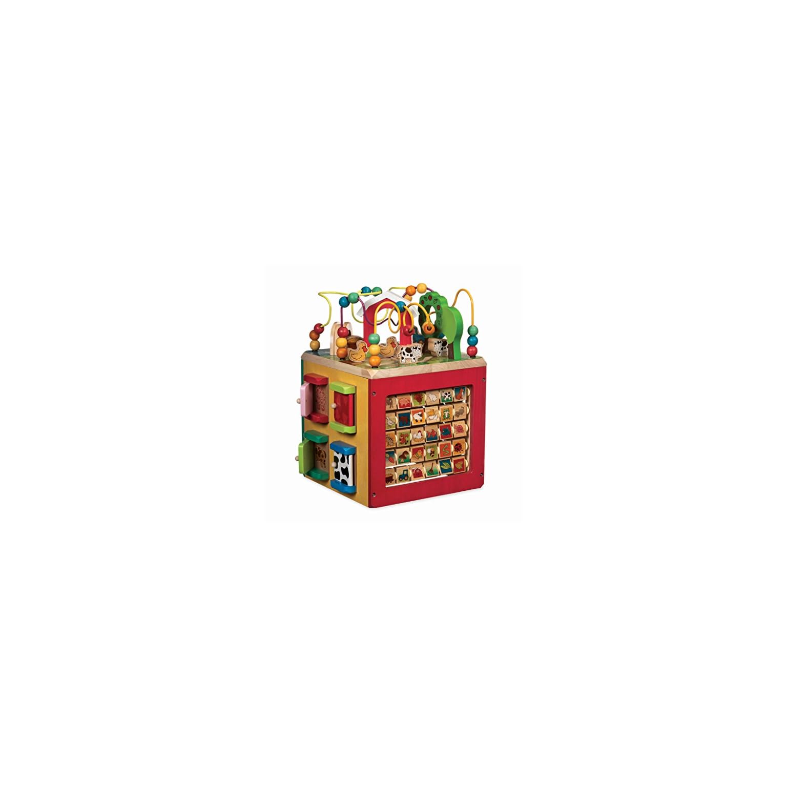Battat â Wooden Activity Cube â Discover Farm Animals Activity Center for Kids 1 year 