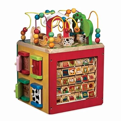 Battat â Wooden Activity Cube â Discover Farm Animals Activity Center for Kids 1 year 