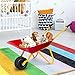 HAPPYGRILL Kids Wheelbarrow, Yard Rover Steel Tray, Metal Construction Toys Kart, Tote Dirt/Leaves/Tools in Garden for Toddlers, Kids Play Tools