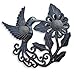 Hummingbird and Flower Plaque, Metal Wall Hanging Art, Decorative Haitian Artwork, 11 Inches Round