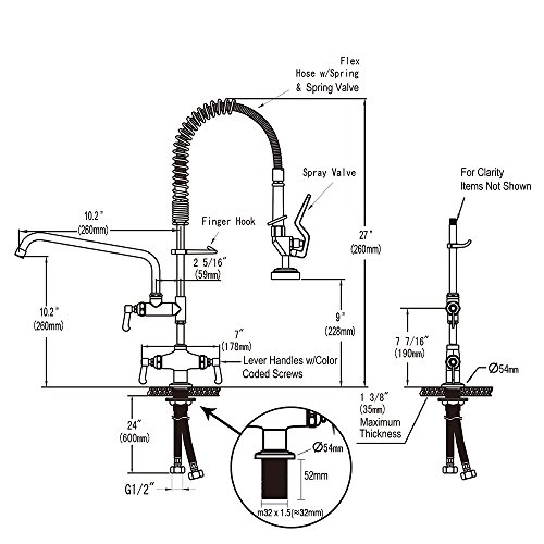 image for Commercial Pre Rinse Kitchen Sink Faucet Deck Mounted Brass Constructe