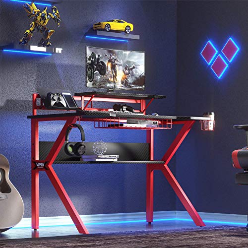 VIPEK Ergonomic Gaming Desk with Monitor Stand, 47 inch KShaped