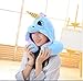 Unicorn Cap Pillows,Cartoon U Type Hooded Pillows Neck Pillows Office Naps,Travel Pillows(blue)