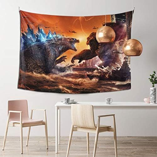 Colorful mandala tapestry displayed on a wall in a room.