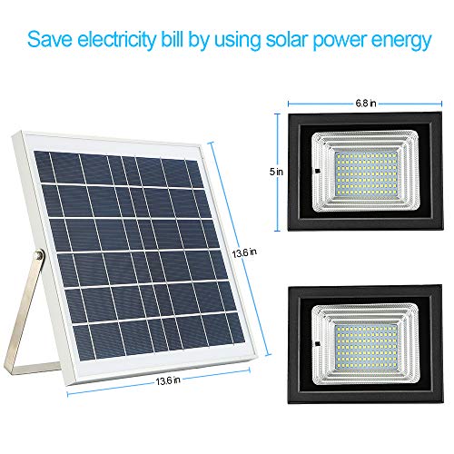Solar Flood Lights Outdoor,JPLSK Remote Control Dual 98 LEDs 15W Solar Panel IP65 Waterproof Solar Powered Flood Light for Patio Garage Garden Driveway Yard Statute Community Sign