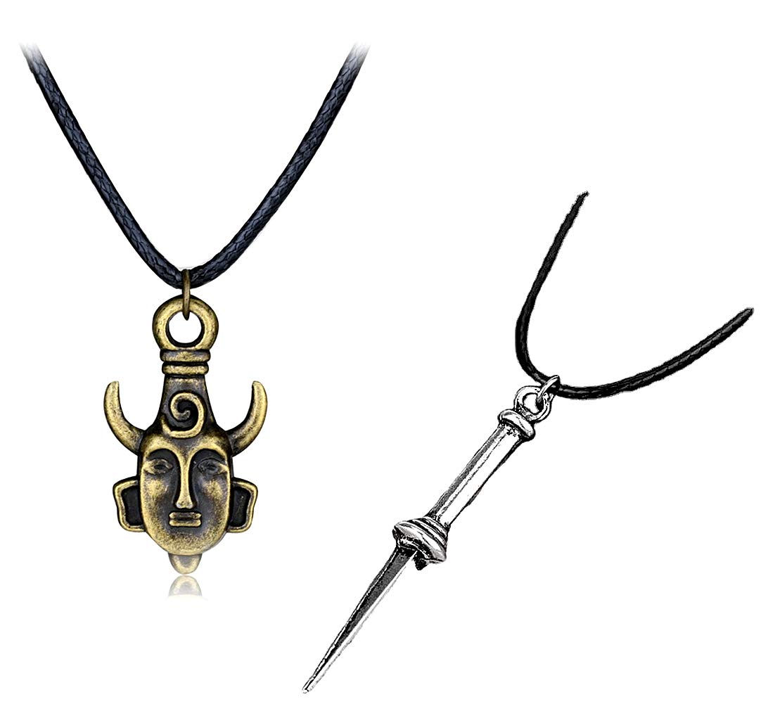 Chengukeji Silver Plated Supernatural Sun God Pestle Charm 925 Pendant Necklace,Black Leather Chain