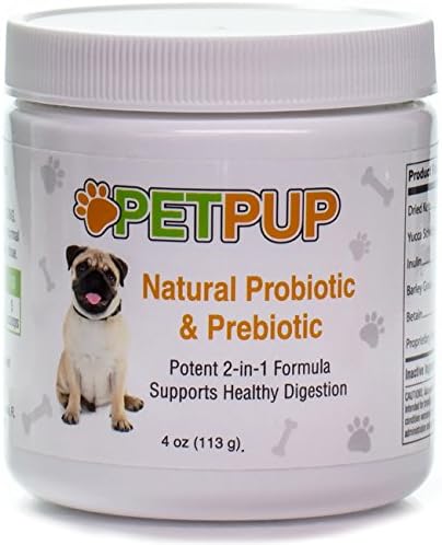 Probiotics and Prebiotics for Dogs with Digestive Enzymes by PetPup. Powder Supplement for Dogs That Helps with Diarrhea, Gas, Bloating, Allergies, Itchy Skin, Bad Breath Relief, Flora Support &amp; More