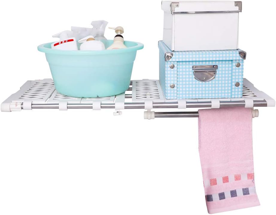 Amazon Com Baoyouni Adjustable Closet Shelf Extension Rod Clothes Storage Rack Organizer Hanger Diy Dividers Space Savers With 6 Mesh Spacers And 1 Hanging Rod 21 65 35 43 In Home Kitchen