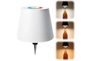 Gasuio Pridola Wireless Bottle Lamp, 2024 New 3 Color Stepless Dimming Rechargeable Wine Bottle Lights, Touch LED Wine Bottle Lamp with RGB Breathing Light for Bars Restaurants (White, 1PC)