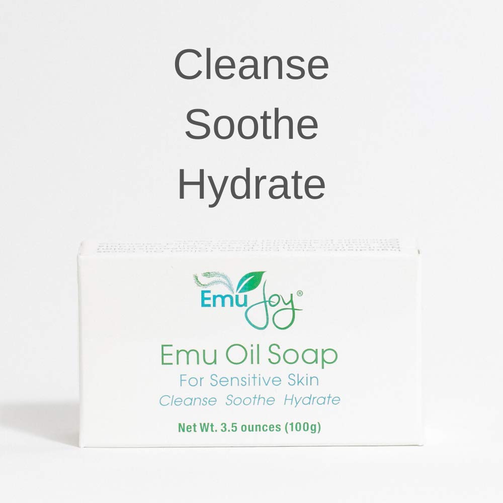 Emu Oil Soap for Sensitive Skin - Stocking Stuffer for Women Gentle Cleanser for Dry Irritated Skin Due to Eczema Psoriasis Dermatitis Lichen Sclerosus TSW Syndrome