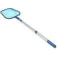 GKanMore Pool Skimmer Net with 17-41 inch Telescopic Pole Leaf Skimmer Mesh Rake Net for Spa Pond Swimming Pool, Pool Cleaner