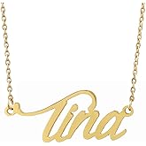 AOLO Personalized Name Necklace Custom Any Name Necklaces Customized Nameplate Stainless Steel Jewelry for Womens Mens