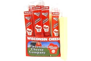 Wisconsin Cheese Company - 100% Wisconsin Sharp Cheddar Cheese Sticks, 1 oz. (24 Pack) Single Serve Snack Sticks. Low Carb & Keto-Friendly. Great for Travel, Hiking, Biking & Lunches