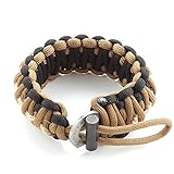 X-Plore Gear Survival Paracord 550 Bracelet With Fire Starter, Tinder, Eye Knife | Durable Parachute Nylon Snug Fit | Build Shelter, Catch Food | For Emergencies, Traveling (Black/Brown)