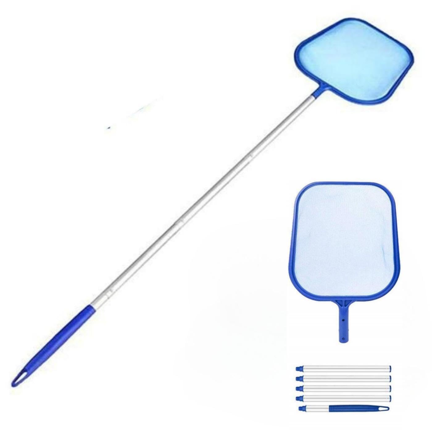 Eidoct Pool Skimmer, Swimming Pool Leaf Skimmer Hand Net with Telescopic Pole, Pool Net with 5 Sections Detachable Pole, for Cleaning Small Swimming Pools, Hot Tubs, Spas