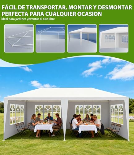 EEGVUY Carpa 6x3, Jardín Toldo con Paredes Laterales Extraíbles, Protección UV, Impermeable Carpa para Exterior Eventos Bodas, Reuniones Familiares
