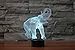 3D Optical Illusion LED Desk Lamp, 7 Color Changing with USB Cable Touch Button Night Light - Best Gift for Kids/Friends/Birthdays/Home Bedroom Decor Lighting (Elephant)