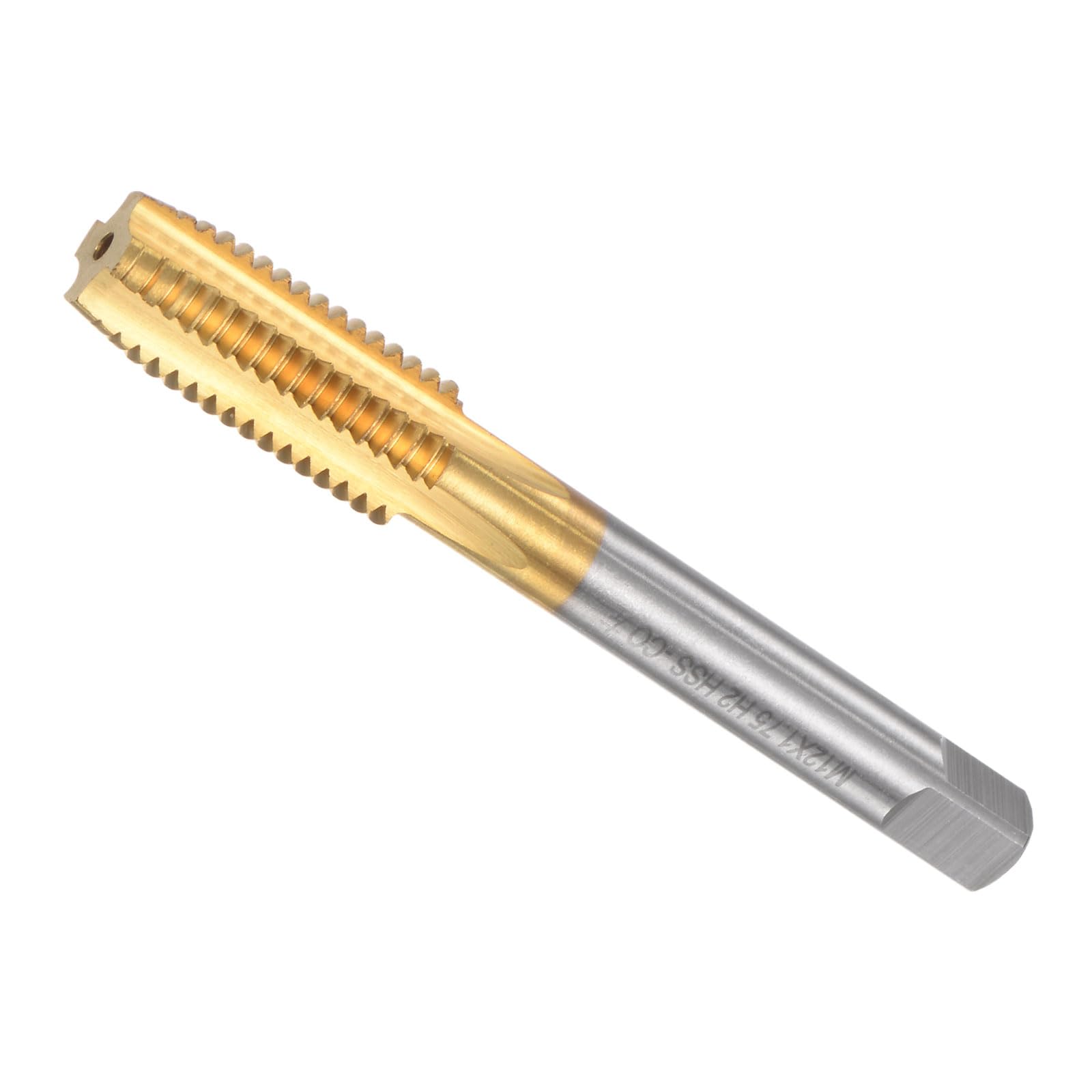 CoCud Straight Flute Taps, M12 x 1.75 Thread Size, Titanium Cobalt High Speed Steel Metric Left Hand Threading Tools - (Applications: for Aluminum Stainless Steel Bronze Plastics)