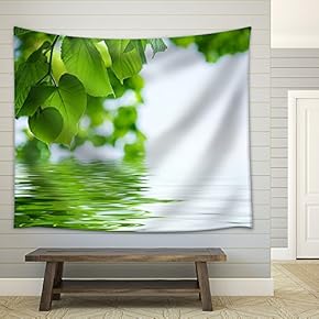 Nature Background - Lime and Water Relflexion - Fabric Wall Tapestry Home Decor - 51x60 inches